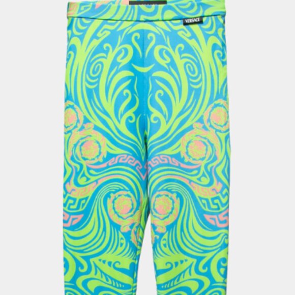 Versace Pants - 🔥SOLD🔥☮️ VERSACE ✌🏻 Green/Pink Printed Knit Leggings XS